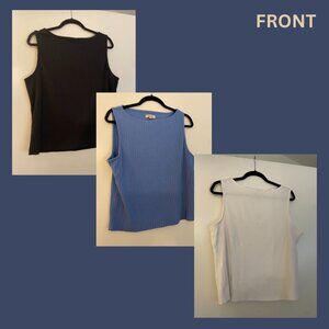 Madewell XL Ribbed Boatneck Tank Bundle 3 Pack Black White Blue EUC